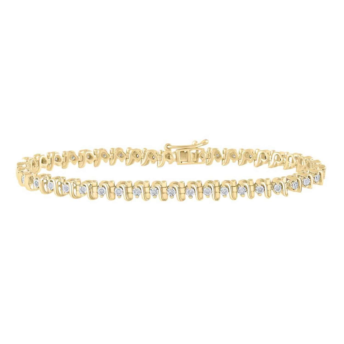 0.33CTW Natural Diamond 5mm Sterling Silver S - Link Tennis Bracelet 7" - WJD Exclusives