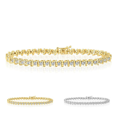 0.33CTW Natural Diamond 5mm Sterling Silver S - Link Tennis Bracelet 7" - WJD Exclusives