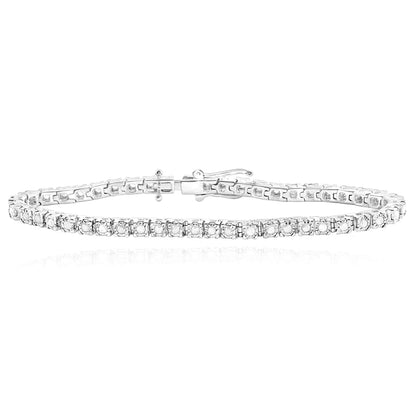 1.00CTW Real Diamond 3.5mm Sterling Silver Round Tennis Bracelet 7"