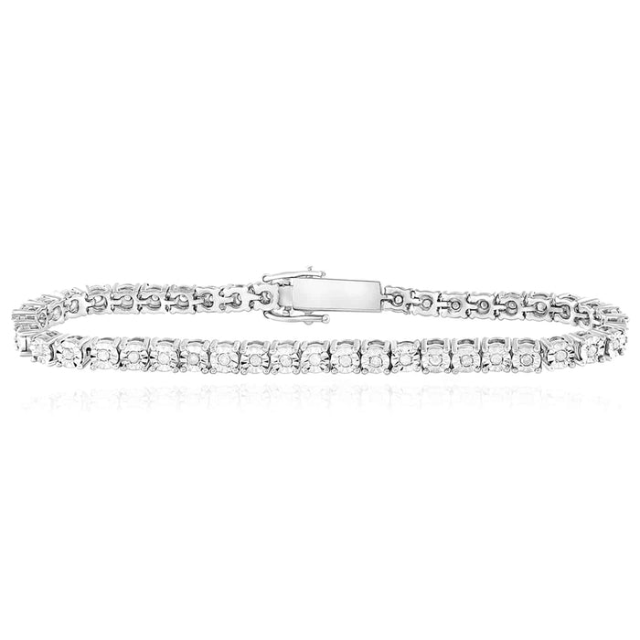 1.00CTW Natural Diamond 5mm Sterling Silver Tennis Bracelet 7" - WJD Exclusives