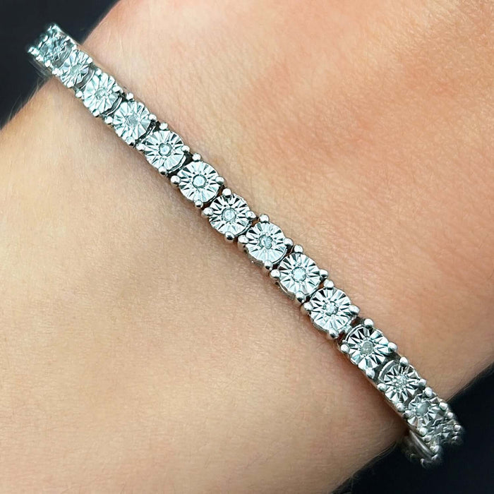 1.00CTW Natural Diamond 5mm Sterling Silver Tennis Bracelet 7" - WJD Exclusives