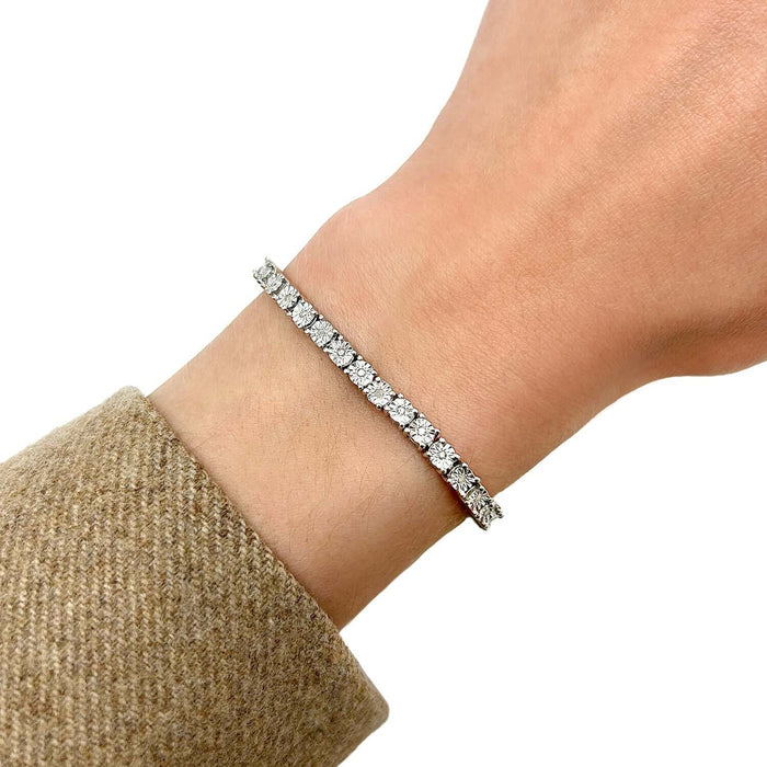1.00CTW Natural Diamond 5mm Sterling Silver Tennis Bracelet 7" - WJD Exclusives