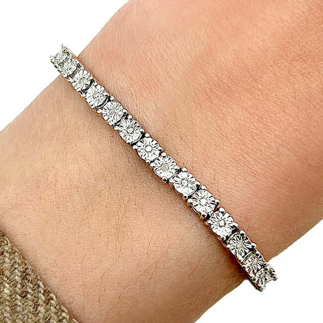 1.00CTW Natural Diamond 5mm Sterling Silver Tennis Bracelet 7" - WJD Exclusives