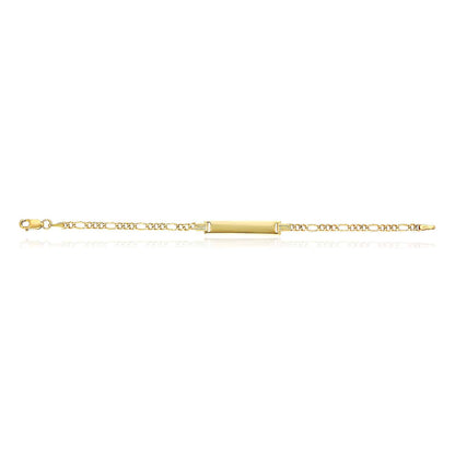 Kid's 10K Gold Yellow Figaro Engravable ID Bar Bracelet 5.5"