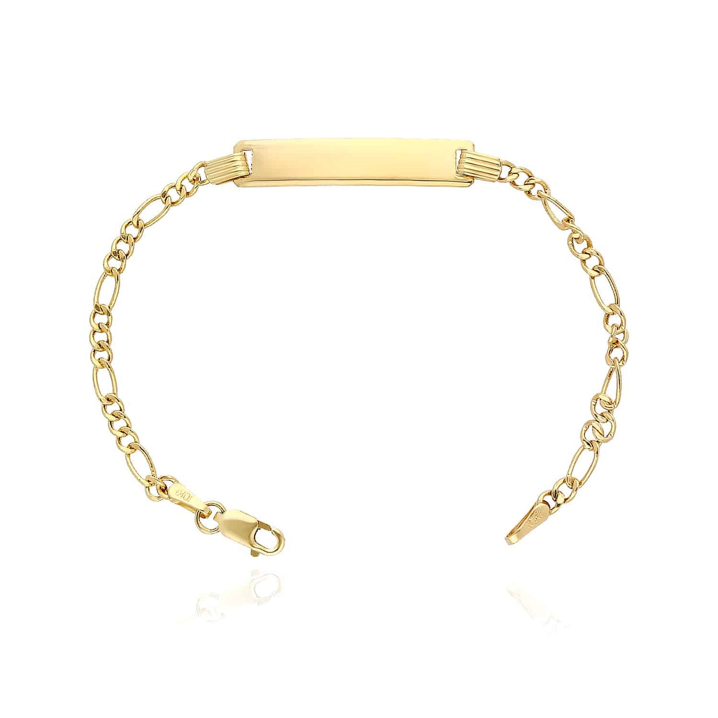 Kid's 10K Gold Yellow Figaro Engravable ID Bar Bracelet 5.5"