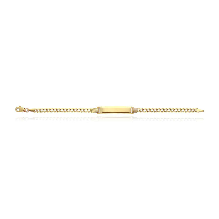 Kids 10K Yellow Gold Cuban Engravable ID Bracelet (Solid Links) 6" - WJD Exclusives