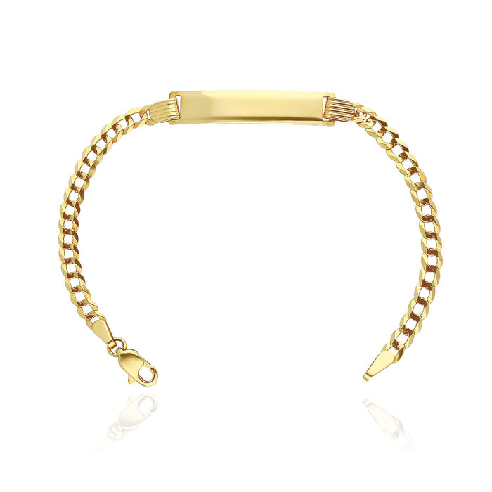 Kids 10K Yellow Gold Cuban Engravable ID Bracelet (Solid Links) 6" - WJD Exclusives