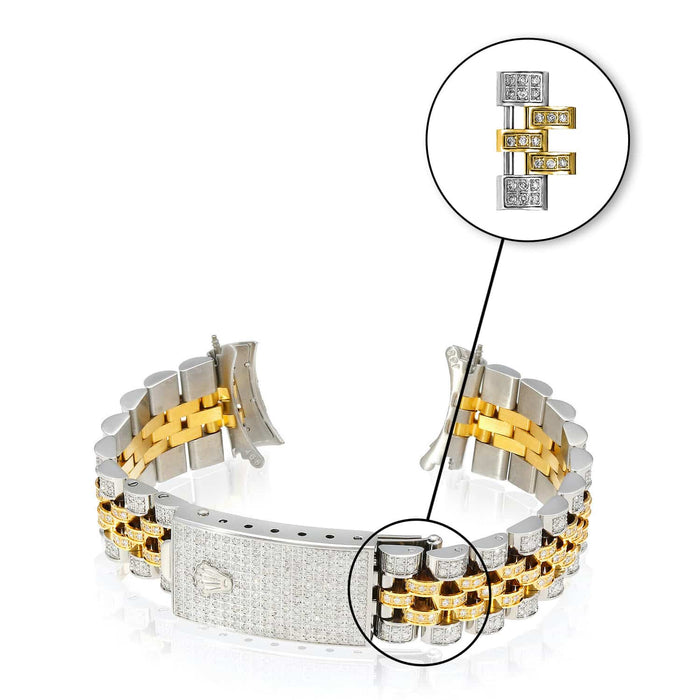 Extra White and 2 - Tone Links for Rolex Watch Datejust Natural Diamond 36mm Watch - WJD Exclusives