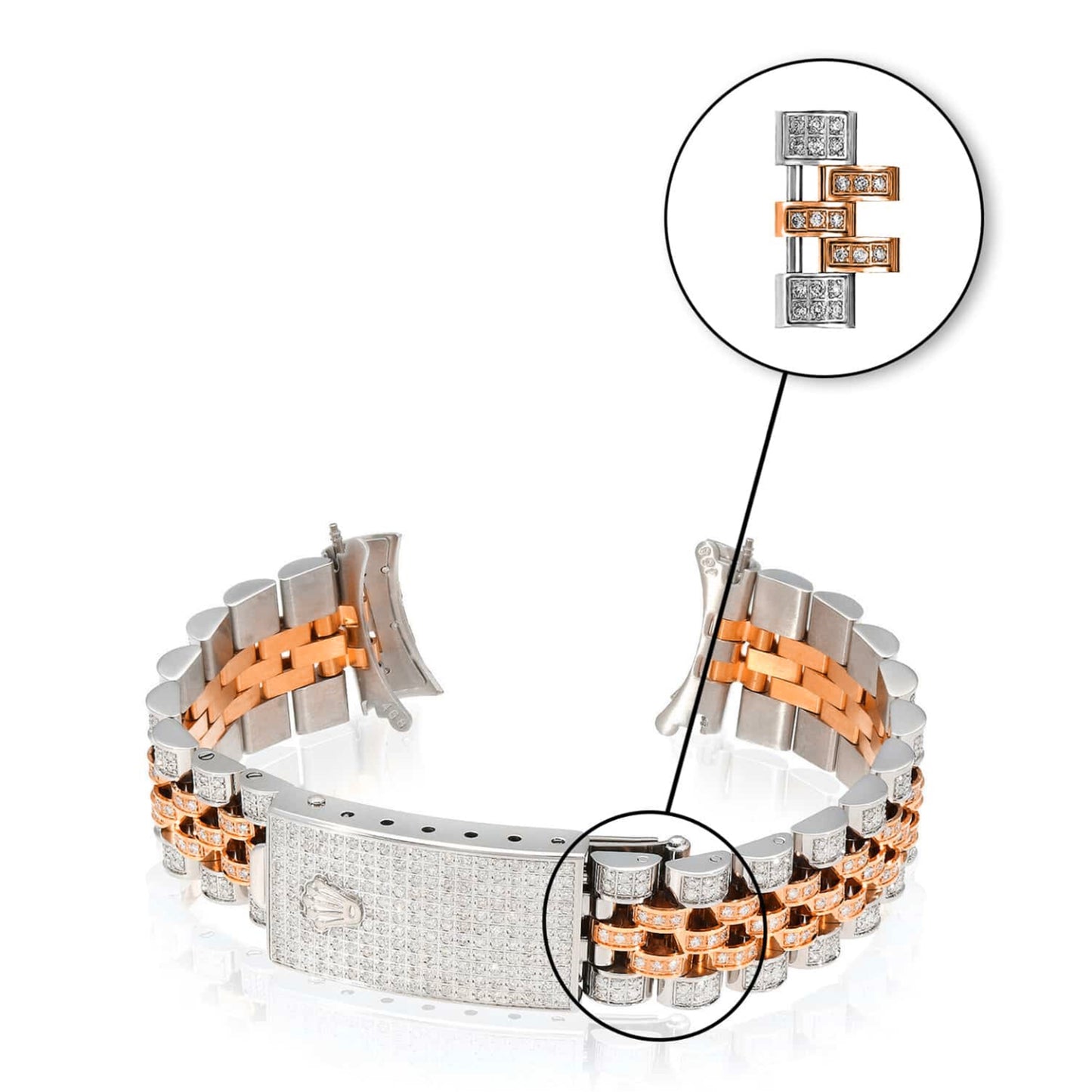 Extra White 2-Tone Rose-Tone Link for Rolex Datejust Natural Diamond 26mm Watch
