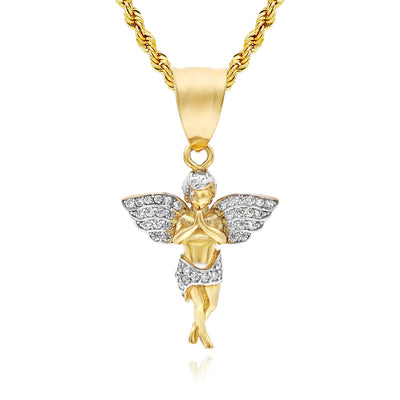 18K Yellow Gold Over Sterling Silver CZ Blessed Necklace (Solid Links) 16" - 18" Adjustable - WJD Exclusives