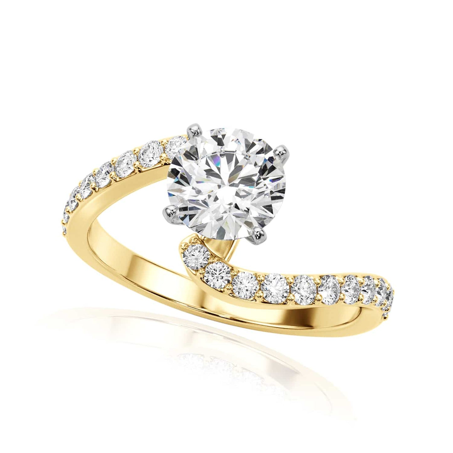 1.33CTW Lab-Grown Diamond 18K Gold Yellow Wavy Engagement Ring
