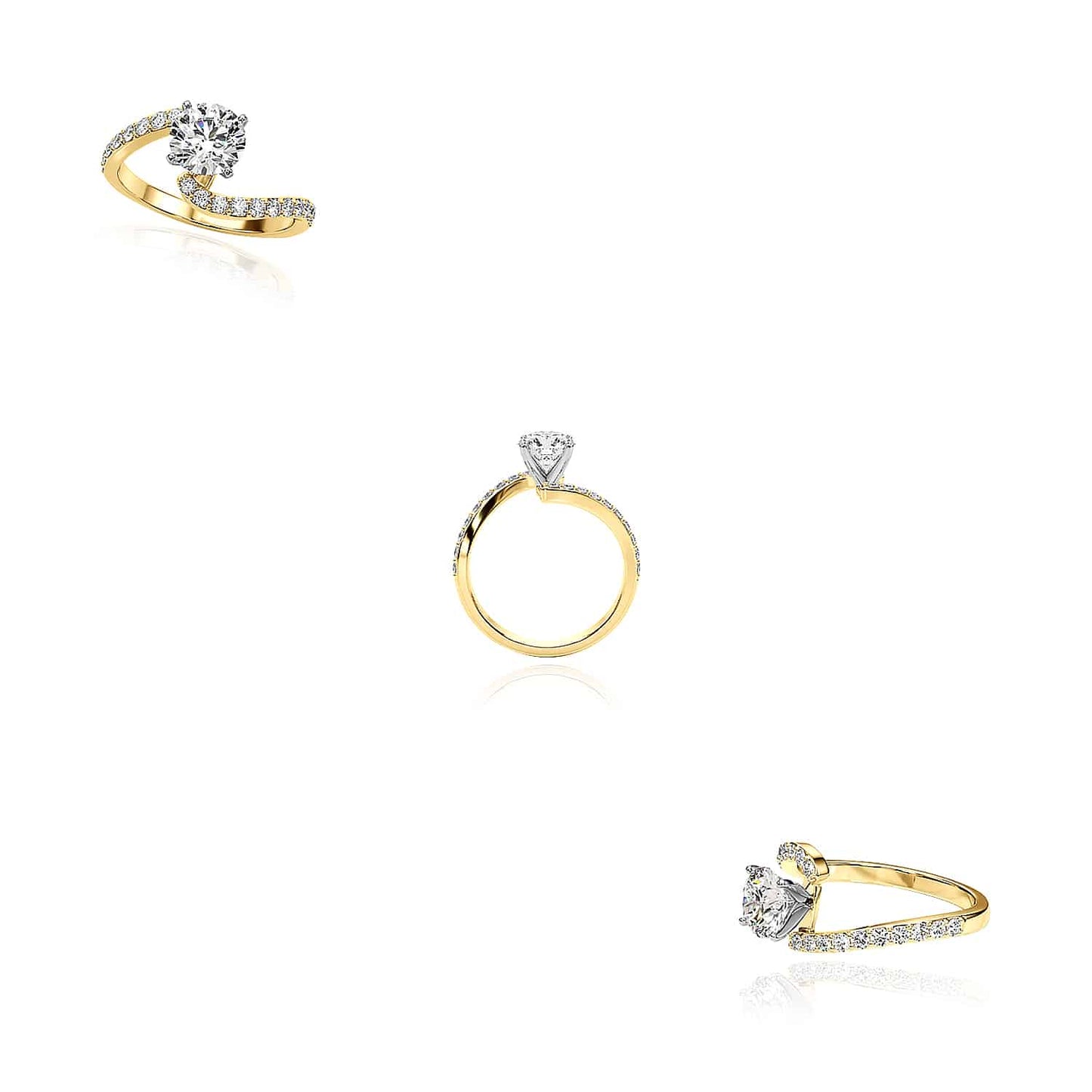 1.33CTW Lab-Grown Diamond 18K Gold Yellow Wavy Engagement Ring