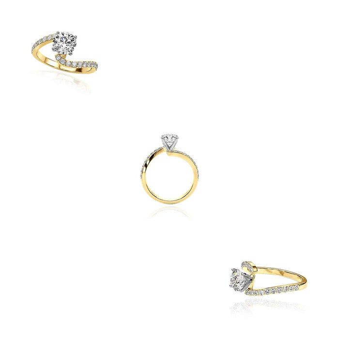 1.33CTW Lab - Grown Diamond 18K Gold Yellow Wavy Engagement Ring - WJD Exclusives