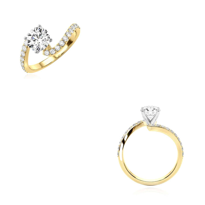 1.83CTW Lab - Grown Diamond 18K Gold Yellow Wavy Engagement Ring - WJD Exclusives