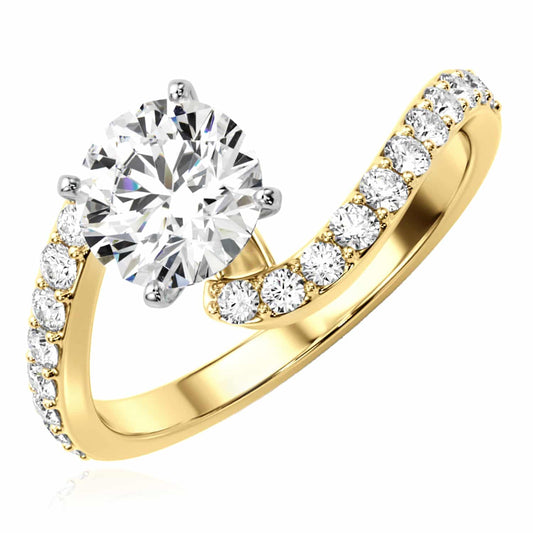 1.83CTW Lab-Grown Diamond 18K  Gold Yellow Wavy Engagement Ring