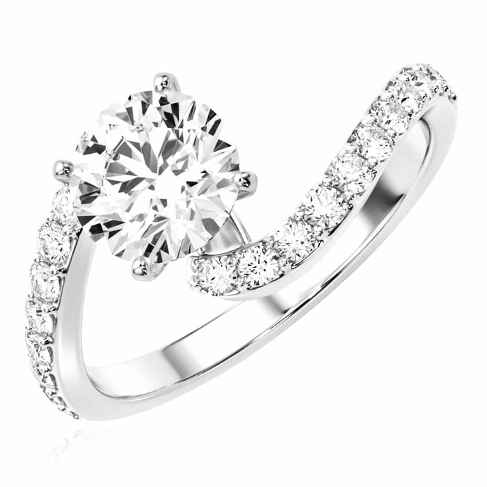 1.33CTW Lab - Grown Diamond 18K Gold White Wavy Engagement Ring - WJD Exclusives