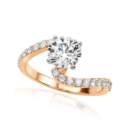 1.33CTW Lab-Grown Diamond 18K Gold Rose Wavy Engagement Ring