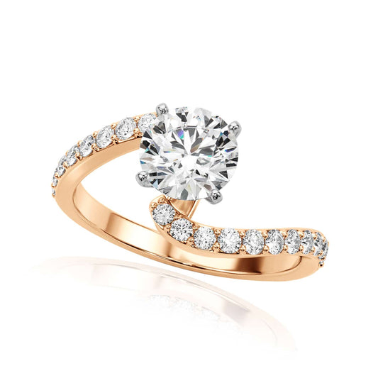 1.33CTW Lab-Grown Diamond 18K Gold Rose Wavy Engagement Ring
