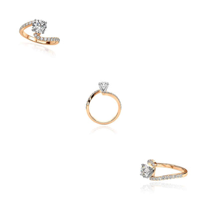 1.33CTW Lab-Grown Diamond 18K Gold Rose Wavy Engagement Ring