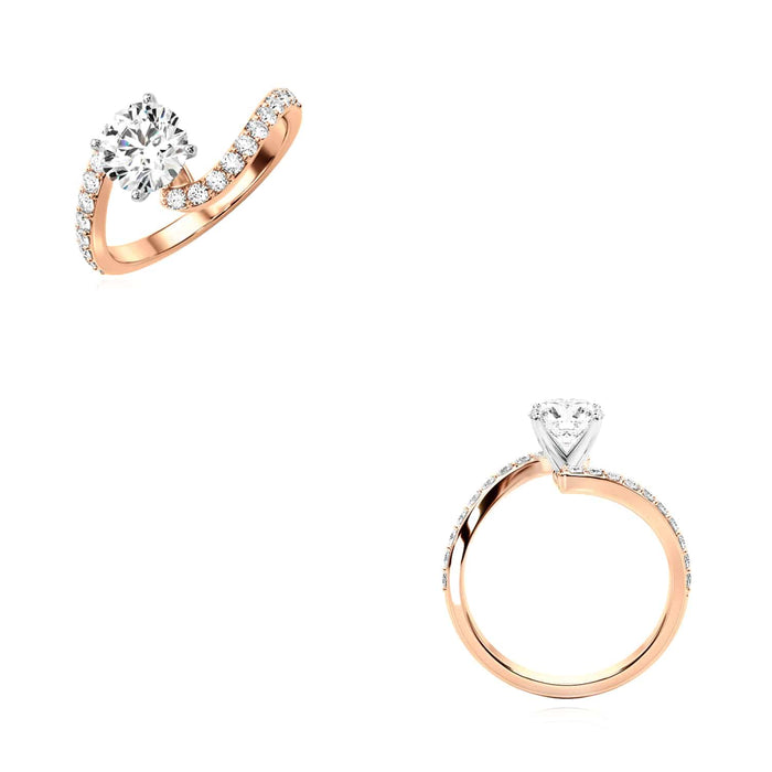 1.83CTW Lab - Grown Diamond 18K Rose Gold Wavy Engagement Ring - WJD Exclusives