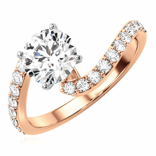 1.83CTW Lab-Grown Diamond 18K Gold Rose Wavy Engagement Ring