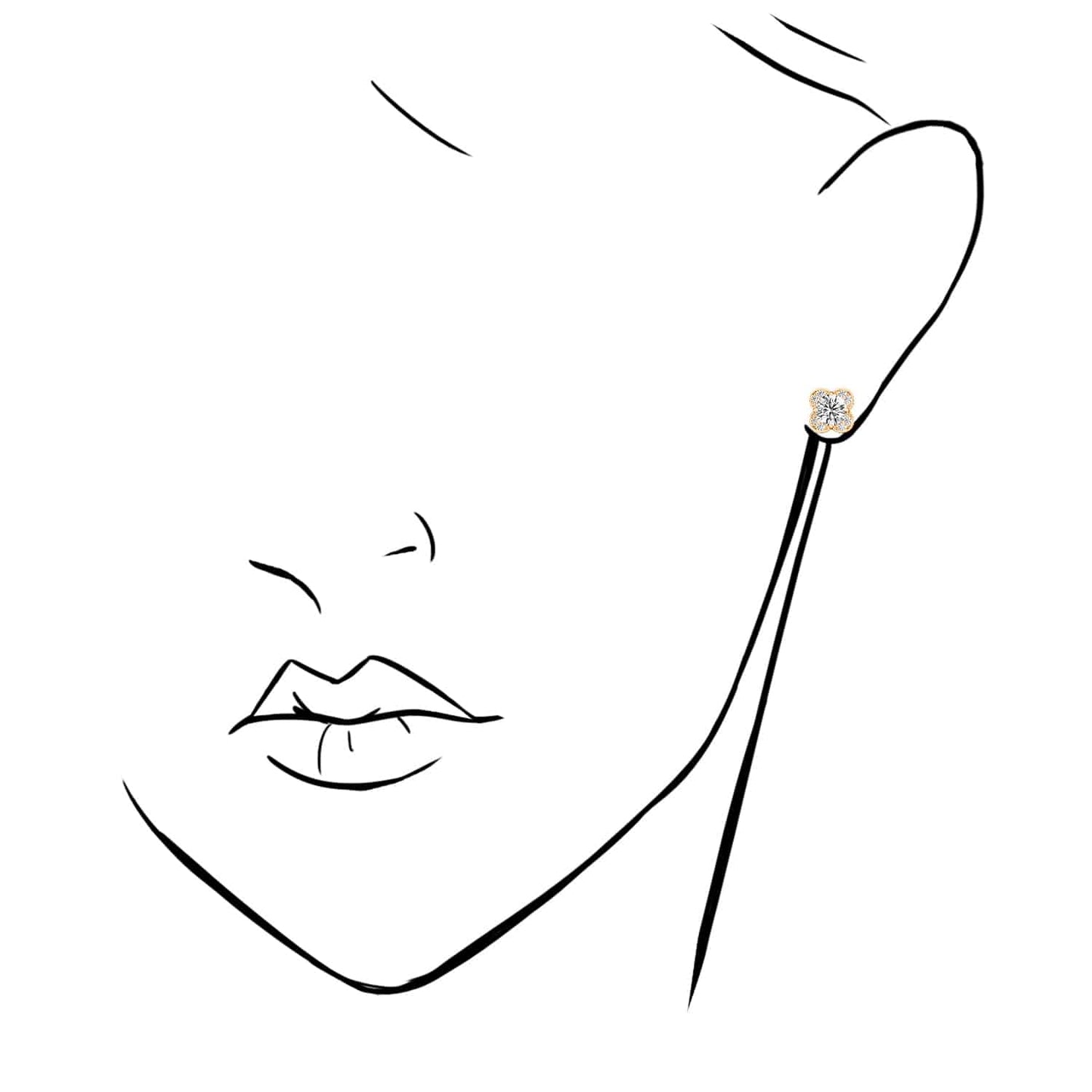1.11CTW Lab-Grown Diamond 14K Real Gold White Rose Push Back Stud Earrings