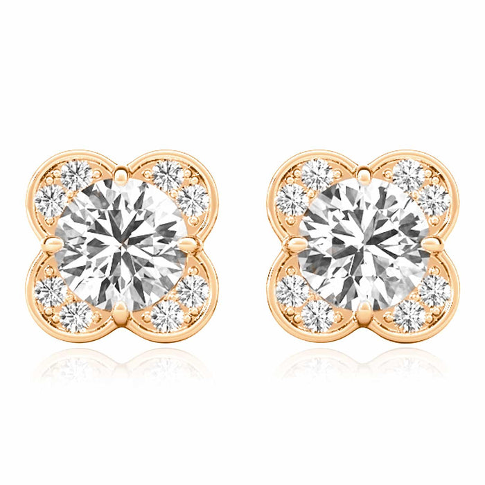 1.11CTW Lab - Grown Diamond 14K White Gold Rose Push Back Stud Earrings - WJD Exclusives
