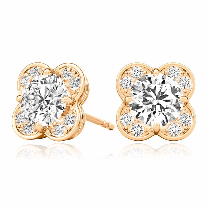 1.11CTW Lab - Grown Diamond 14K White Gold Rose Push Back Stud Earrings - WJD Exclusives