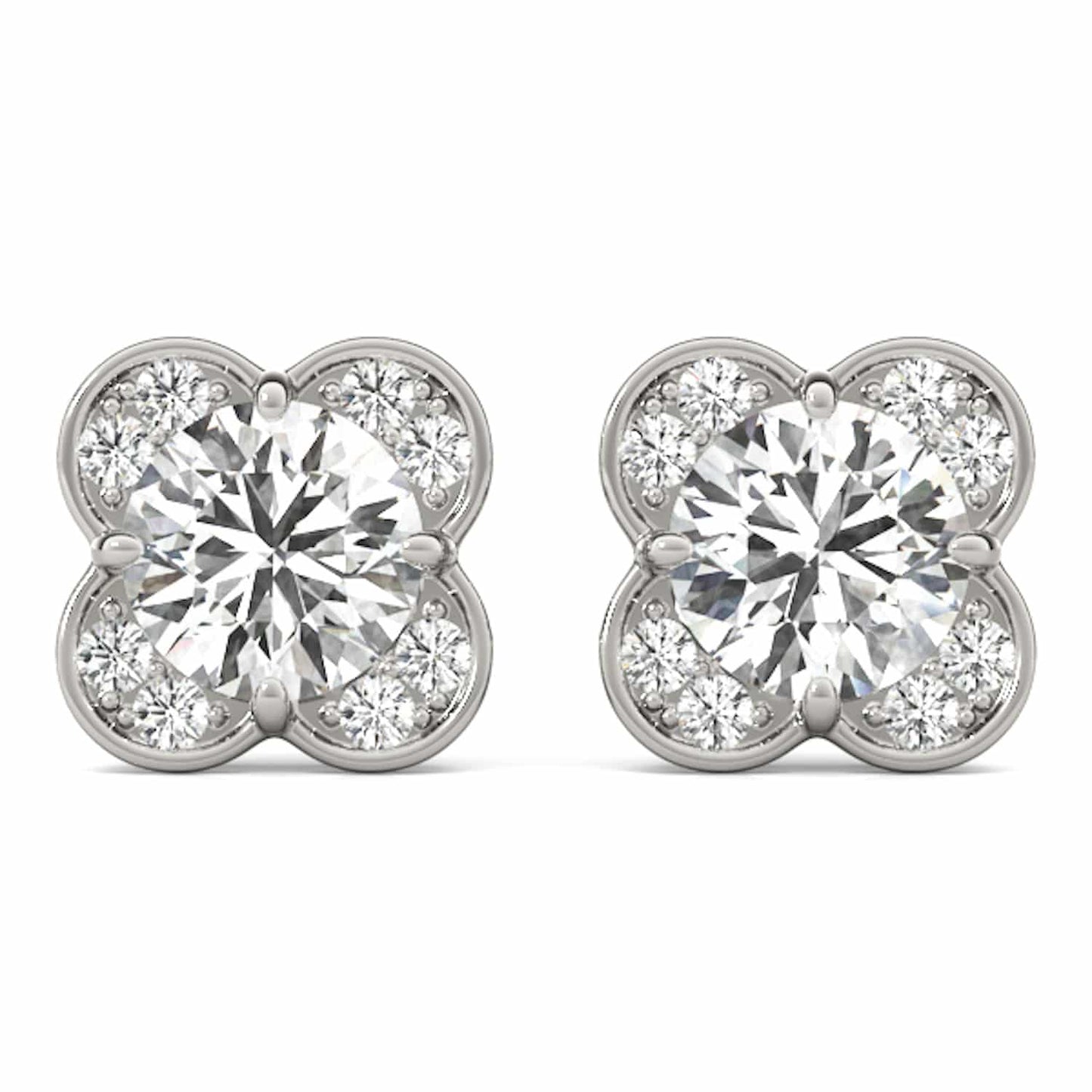 1.11CTW Lab-Grown Diamond 14K Real Gold White Rose Push Back Stud Earrings