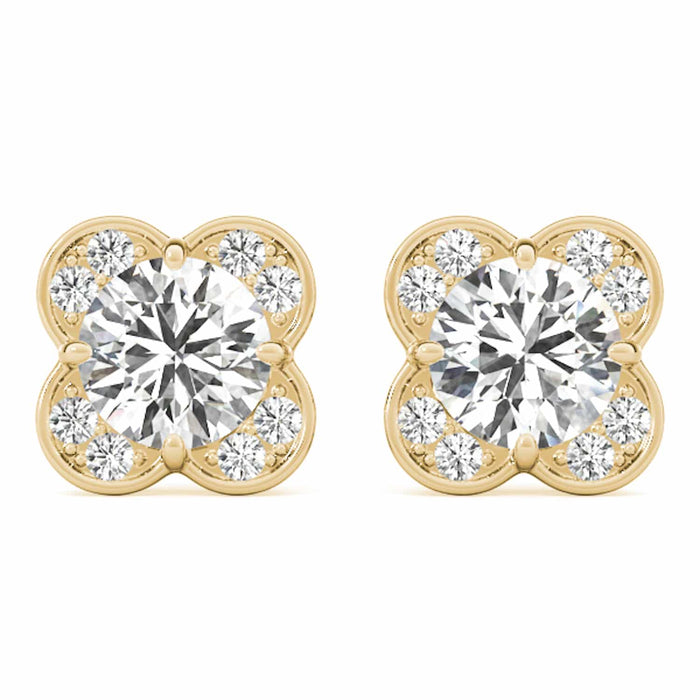 1.11CTW Lab - Grown Diamond 14K White Gold Rose Push Back Stud Earrings - WJD Exclusives