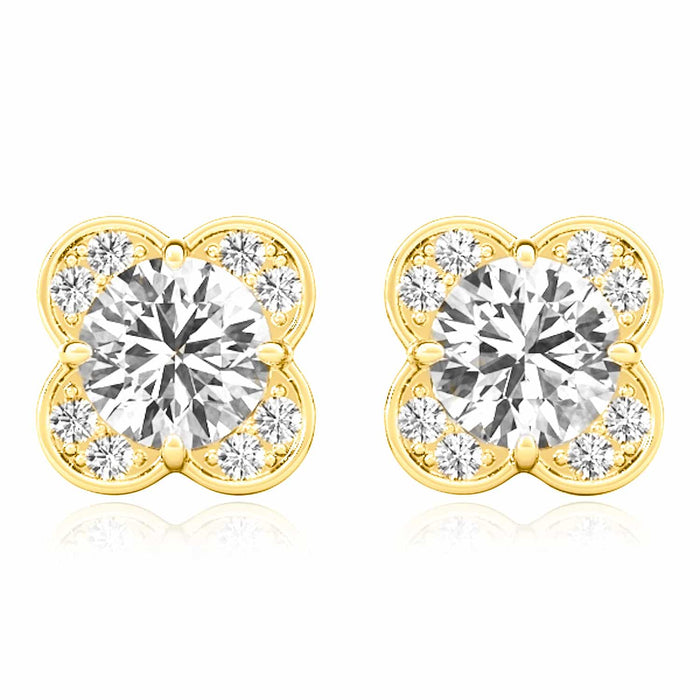 1.11CTW Lab - Grown Diamond 14K White Gold Rose Push Back Stud Earrings - WJD Exclusives