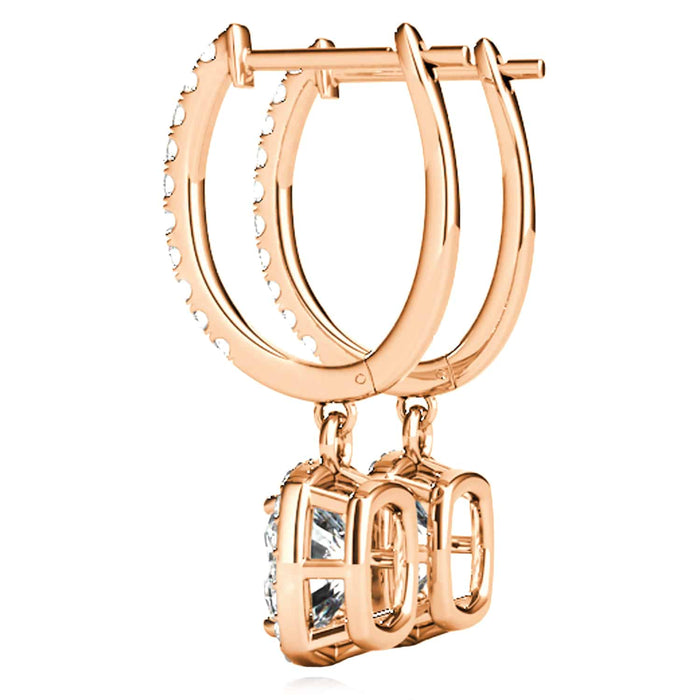 1.94CTW Lab - Grown Diamond 14K Yellow Gold White Rose Rectangular Drop Earrings - WJD Exclusives