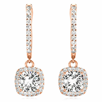 1.94CTW Lab-Grown Diamond 14K Yellow Gold White Rose Rectangular Drop Earrings