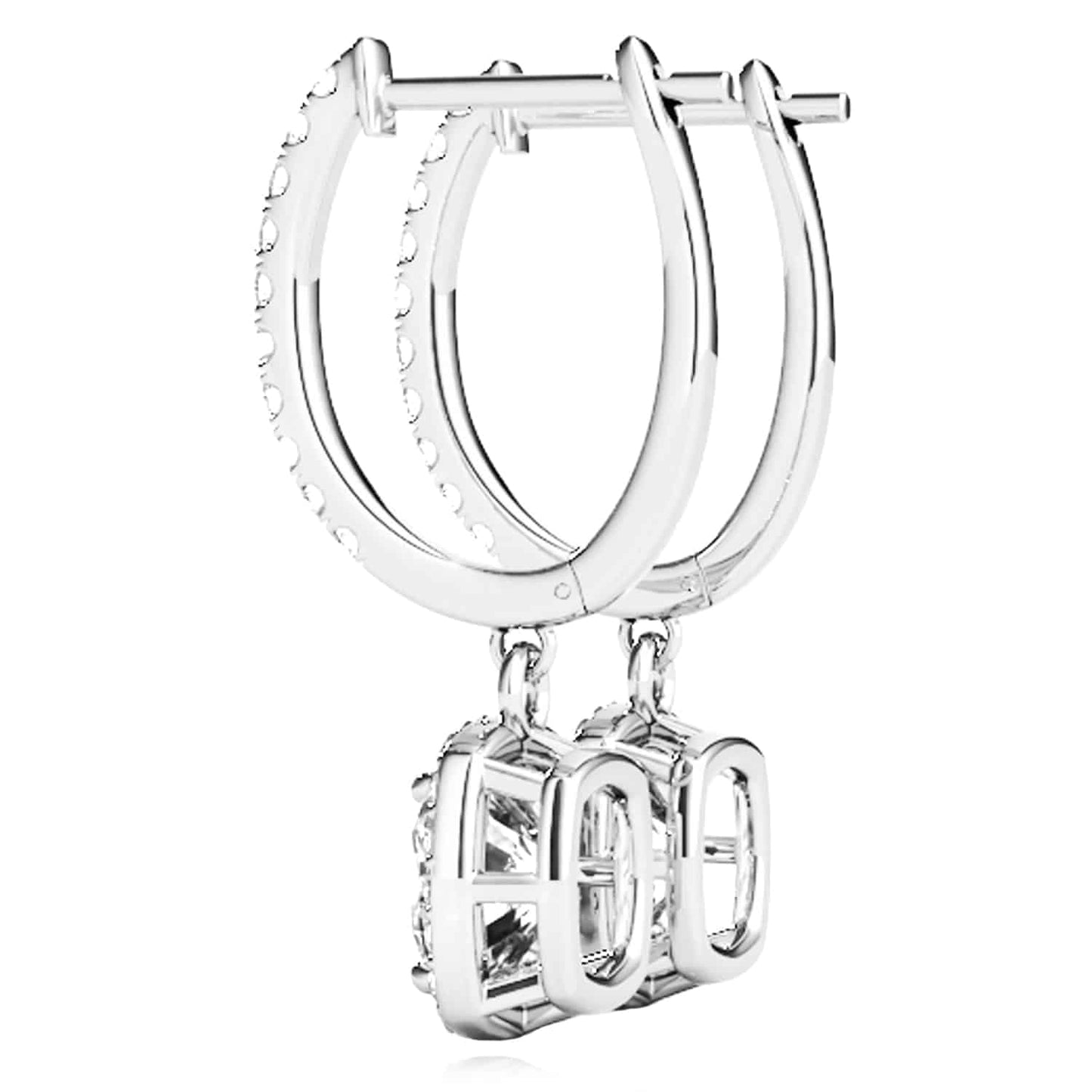 1.94CTW Lab-Grown Diamond 14K Yellow Gold White Rose Rectangular Drop Earrings
