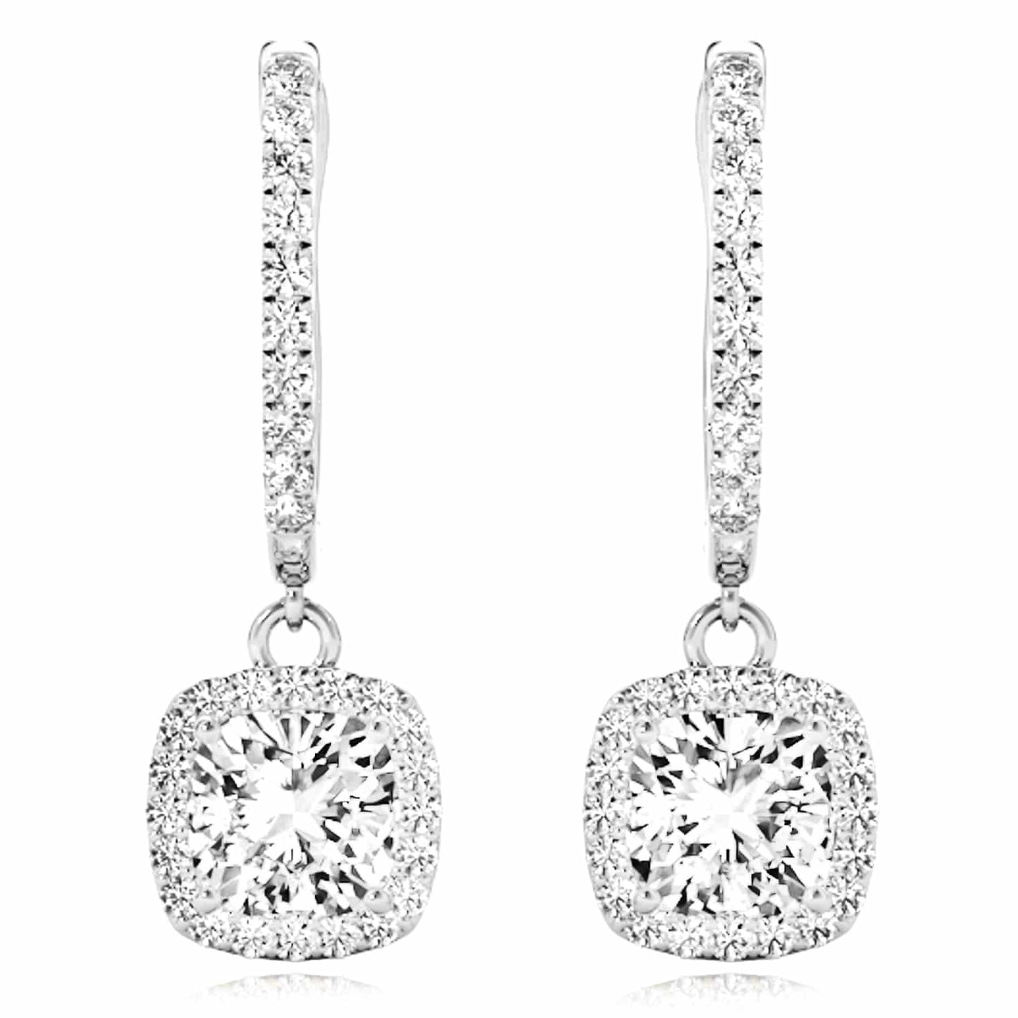1.94CTW Lab-Grown Diamond 14K Yellow Gold White Rose Rectangular Drop Earrings