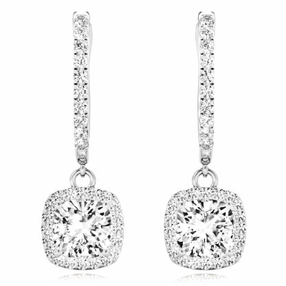 1.94CTW Lab-Grown Diamond 14K Yellow Gold White Rose Rectangular Drop Earrings