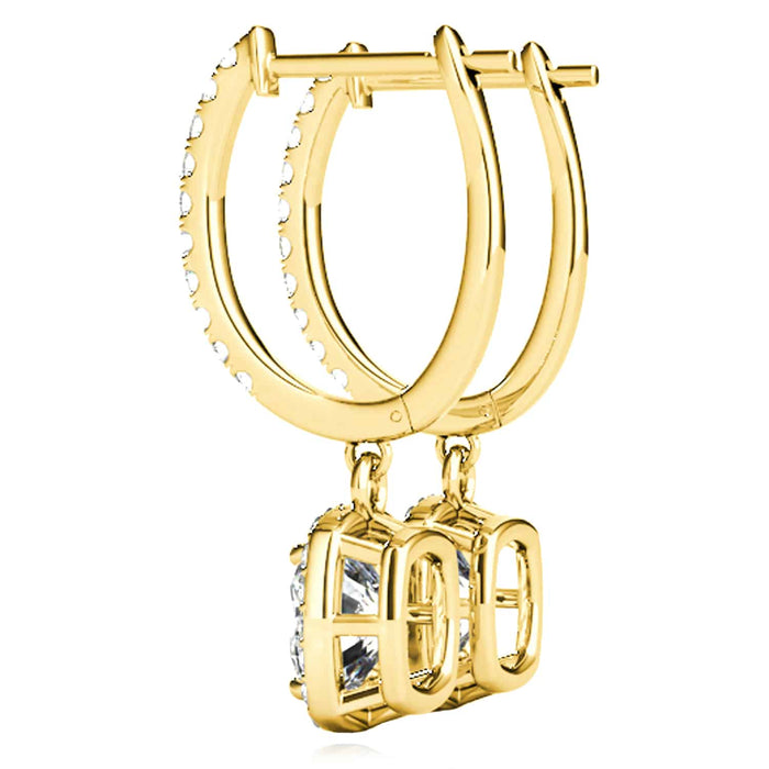 1.94CTW Lab - Grown Diamond 14K Yellow Gold White Rose Rectangular Drop Earrings - WJD Exclusives