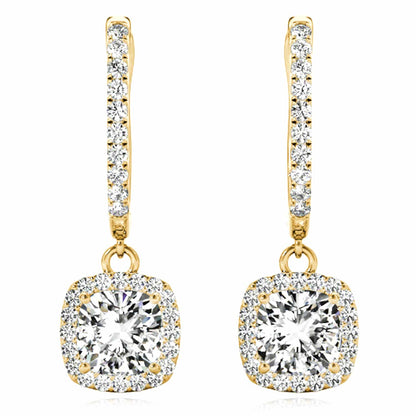 1.94CTW Lab-Grown Diamond 14K Yellow Gold White Rose Rectangular Drop Earrings