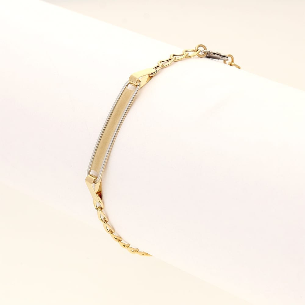 Kid's 14K Real Gold Cuban Flower Charm ID Bracelet 4.5"-5.25" Adjustable
