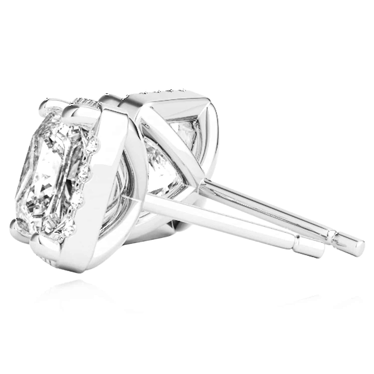 1.20CTW Lab-Grown Diamond 14K Real Gold Yellow White Rose Square Halo Stud Earrings
