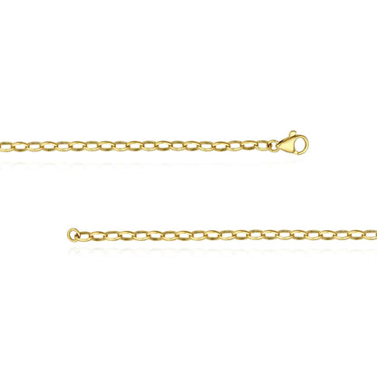 14K Real Gold Yellow 4.5mm Oval Cable Bracelet 7.5"