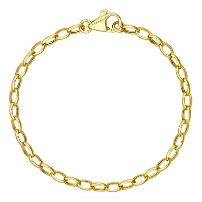 14K Yellow Gold 4.5mm Oval Cable Bracelet (Hollow) 7.5" - WJD Exclusives