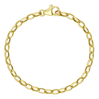 14K Real Gold Yellow 4.5mm Oval Cable Bracelet 7.5"