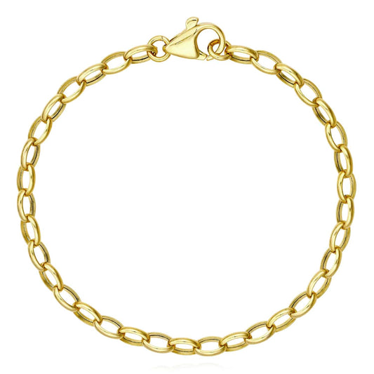 14K Real Gold Yellow 4.5mm Oval Cable Bracelet 7.5"