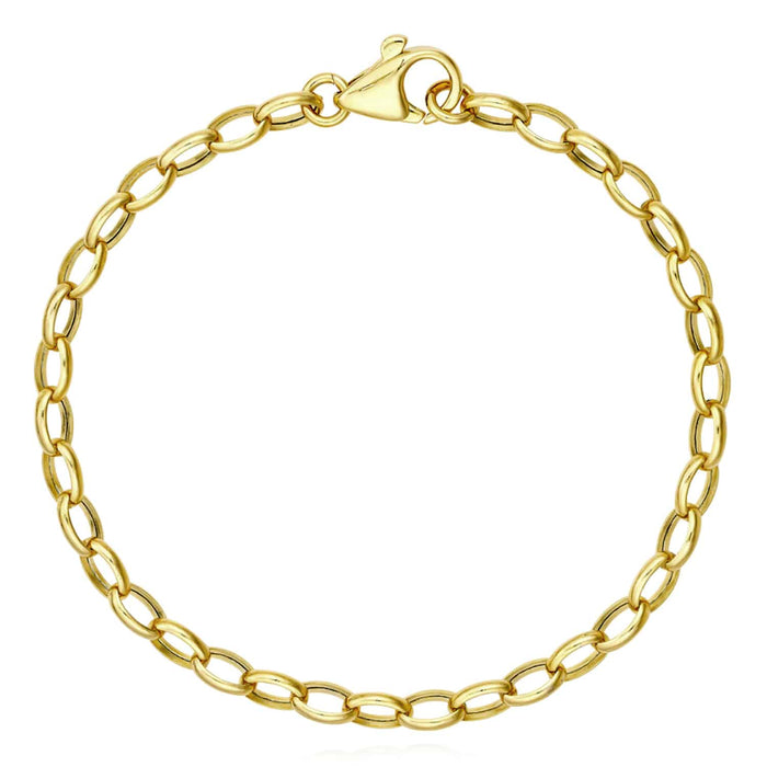 14K Yellow Gold 4.5mm Oval Cable Bracelet (Hollow) 7.5" - WJD Exclusives