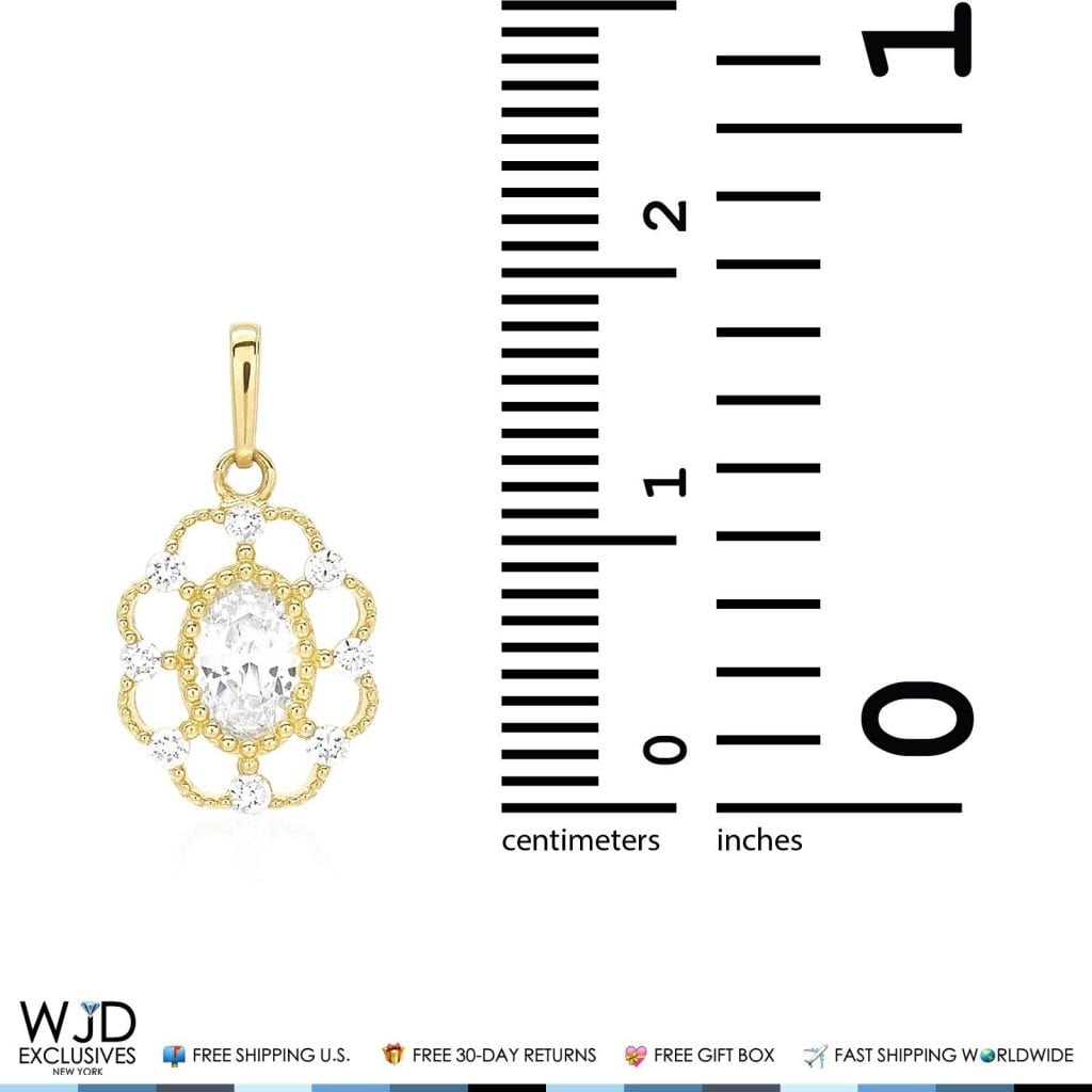 1.20CTW CZ 14K Yellow Gold Flower Halo Charm Pendant