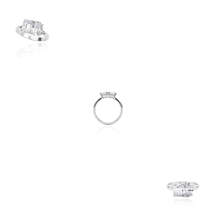 2CTW Lab - Grown Diamond 18K Gold White Emerald Oval Engagement Ring - WJD Exclusives