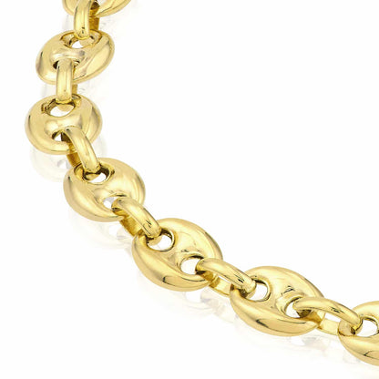 14K Real Gold Yellow 4.5mm Puffed Anchor Mariner Bracelet 7.5"