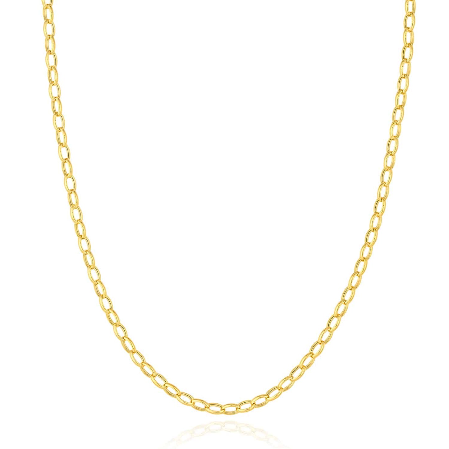 14K Real Gold 4.5mm Oval Cable Chain Necklace 18"-20"