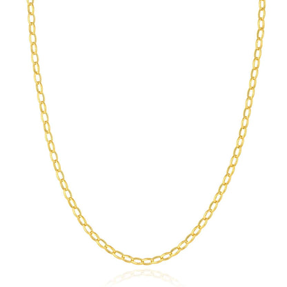 14K Real Gold 4.5mm Oval Cable Chain Necklace 18"-20"